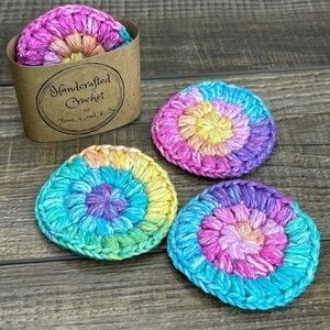 Handcrafted Crochet Face Round Makeup Remover Scrubbies Set Cotton Yarn